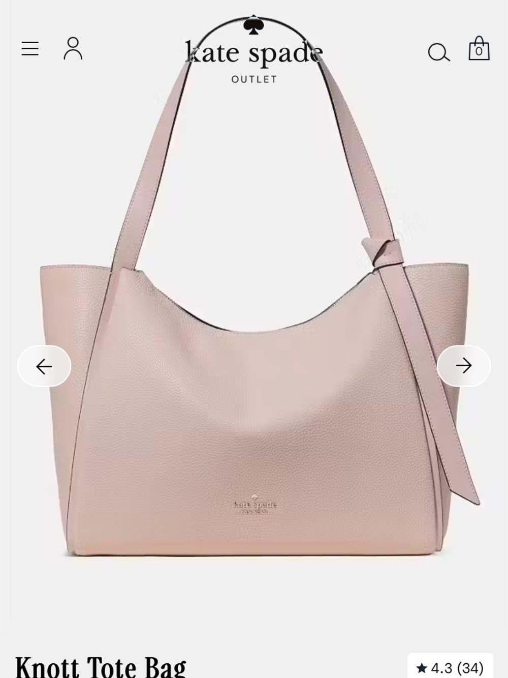 NWT Kate Spade Powdered Sugar Pink Knott Tote Bag
